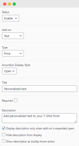 Configure an add-on for adding personalized text with Product Manager Add-ons